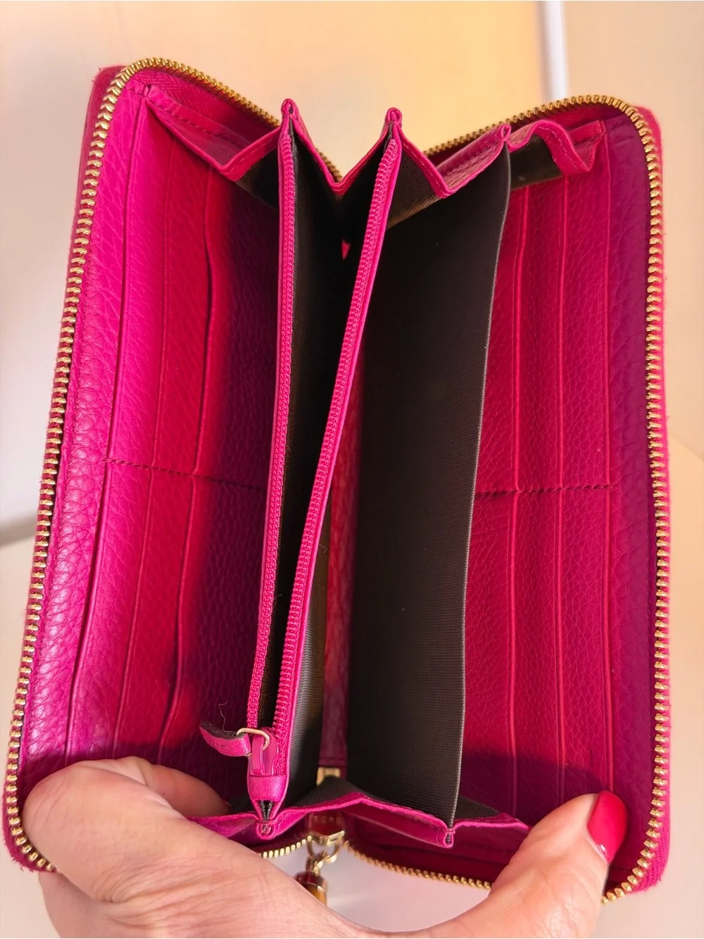 Gucci Bamboo Tassel Zip Around Wallet Pink Leather - Picture 9 of 13